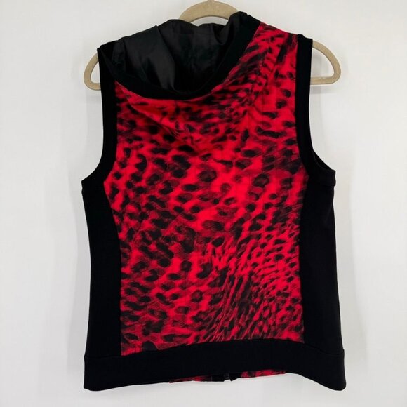 Chicos 1 Zenergy Sleeveless Zip-Up Jacket Red Black Animal Print Size Medium - Picture 9 of 11